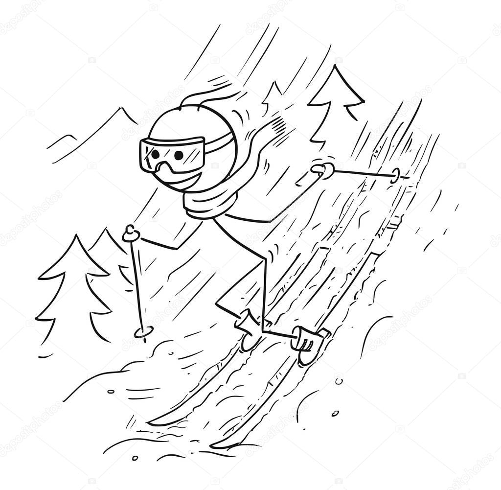 Stick Man Doing Extreme Ski