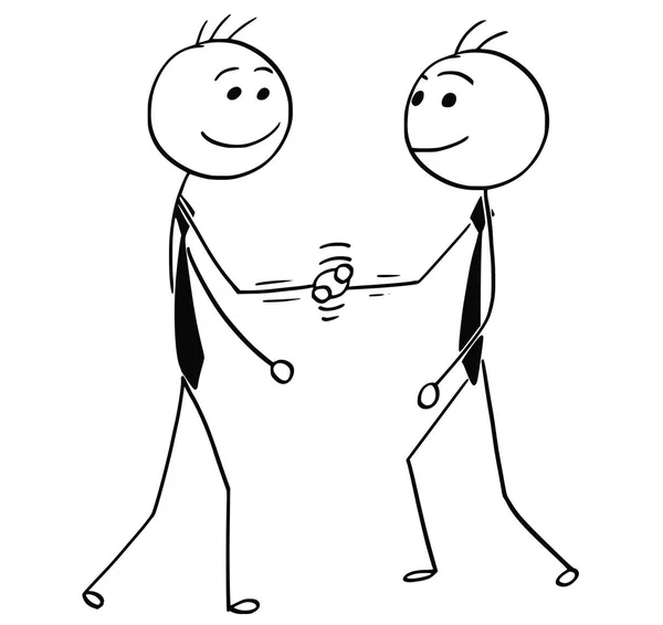 Vector Cartoon van twee mannen hun handen schudden — Stockvector