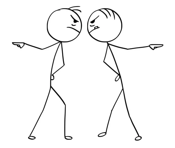 Ters direkt olarak gösteren iki kızgın adam ele vektör karikatür — Stok Vektör