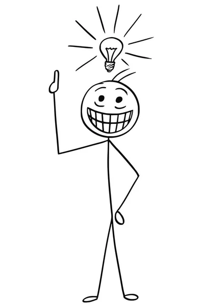 Vektor kreslené muž s žárovka nad jeho hlavou, který dostal Gre — Stockový vektor
