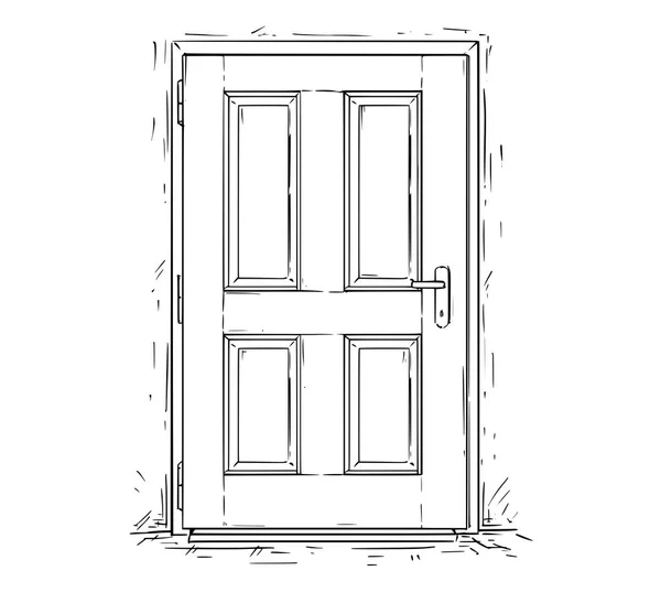 Vector de dibujos animados de puerta de decisión de madera cerrada — Archivo Imágenes Vectoriales