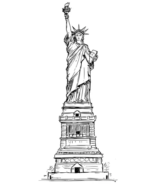 Özgürlük heykeli el çizimi. — Stok Vektör