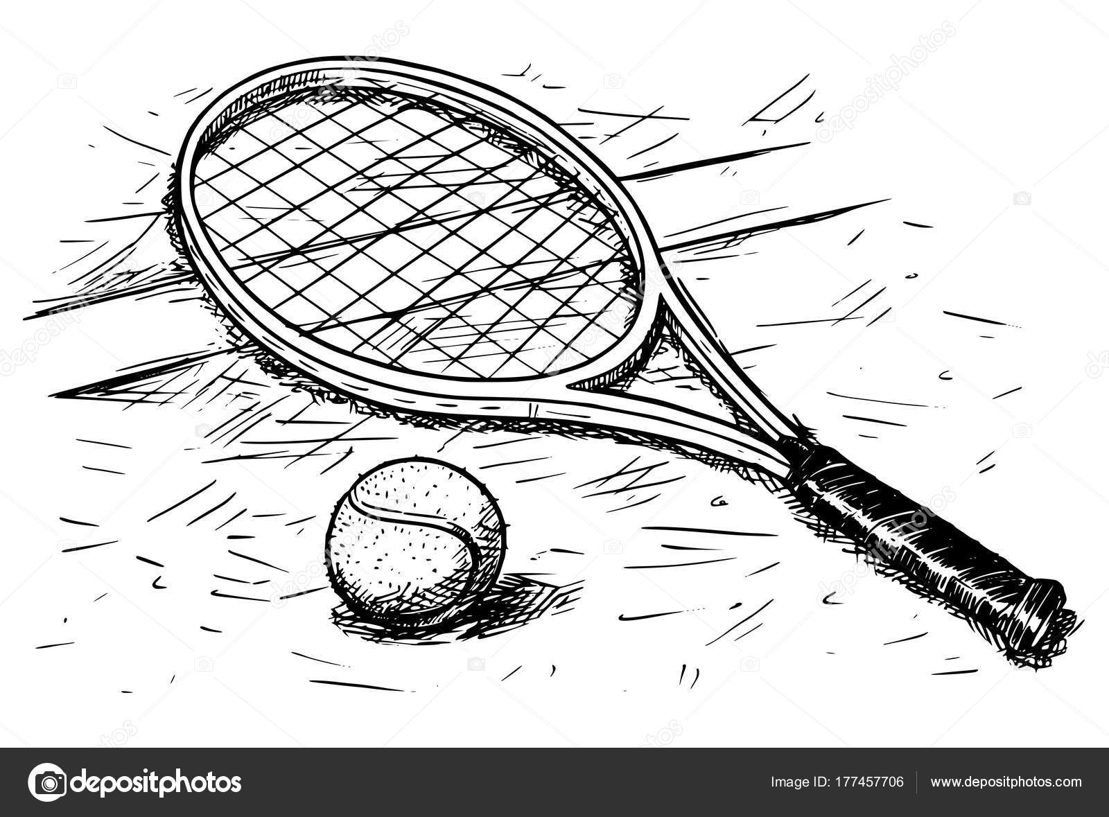 Tennis Racket And Ball Vector Hand Drawing Stock Vector Image By C Ursus Zdeneksasek Com