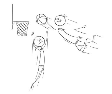 Vector Cartoon of Basketball Player Scoring Goal clipart