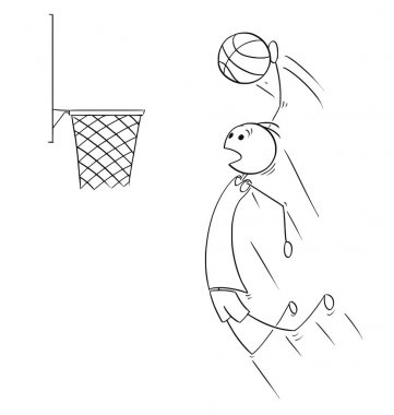 Vektör karikatür basketbol oyuncu gol gol