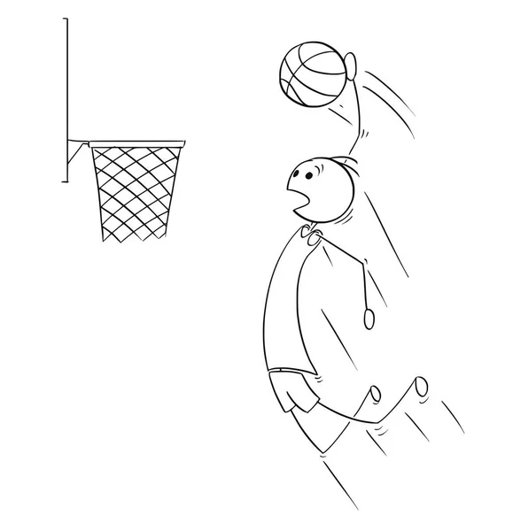 Vector Cartoon van basketballer doelpunt — Stockvector