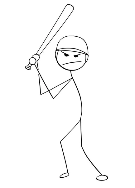 男棒球运动员击球手卡通 — 图库矢量图片