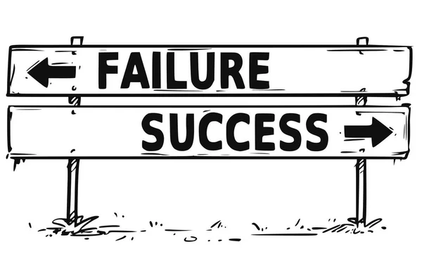 Δρόμος μπλοκ βέλος υπογράψει σχέδιο της αποτυχίας ή της επιτυχίας απόφαση — Διανυσματικό Αρχείο