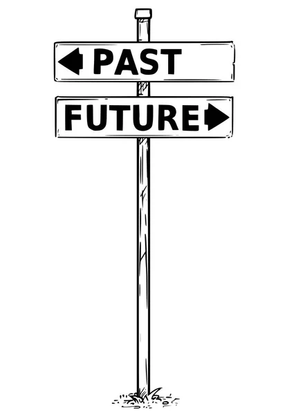 2 つの矢印矢印過去と未来の決定の図面署名 — ストックベクタ