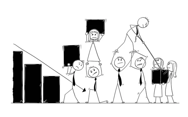 Cartoon of Business People Concepto de trabajo en equipo — Vector de stock
