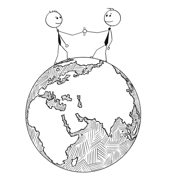 Desenhos animados conceituais da cooperação comercial internacional —  Vetores de Stock