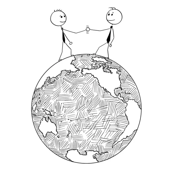 Cartone animato concettuale della cooperazione internazionale tra imprese — Vettoriale Stock