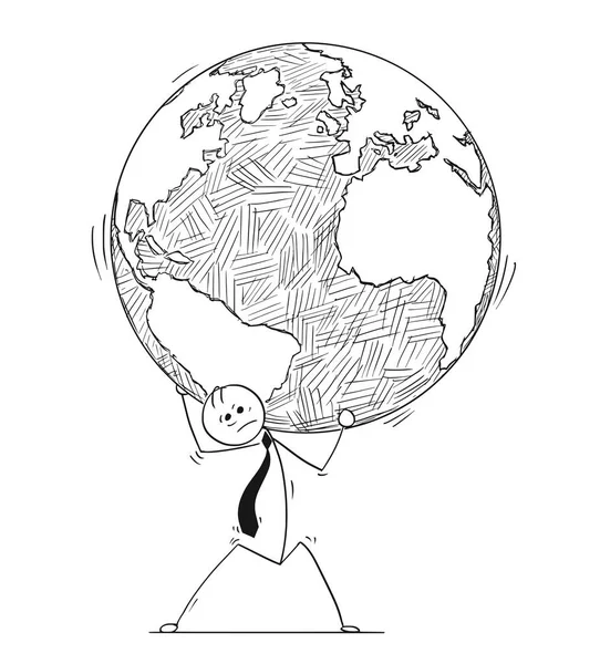 Εννοιολογική γελοιογραφία του επιχειρηματία ασκεί παγκόσμια σφαίρα γη Sho — Διανυσματικό Αρχείο