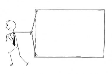 Büyük boş işareti çekerek işadamı kavramsal karikatür