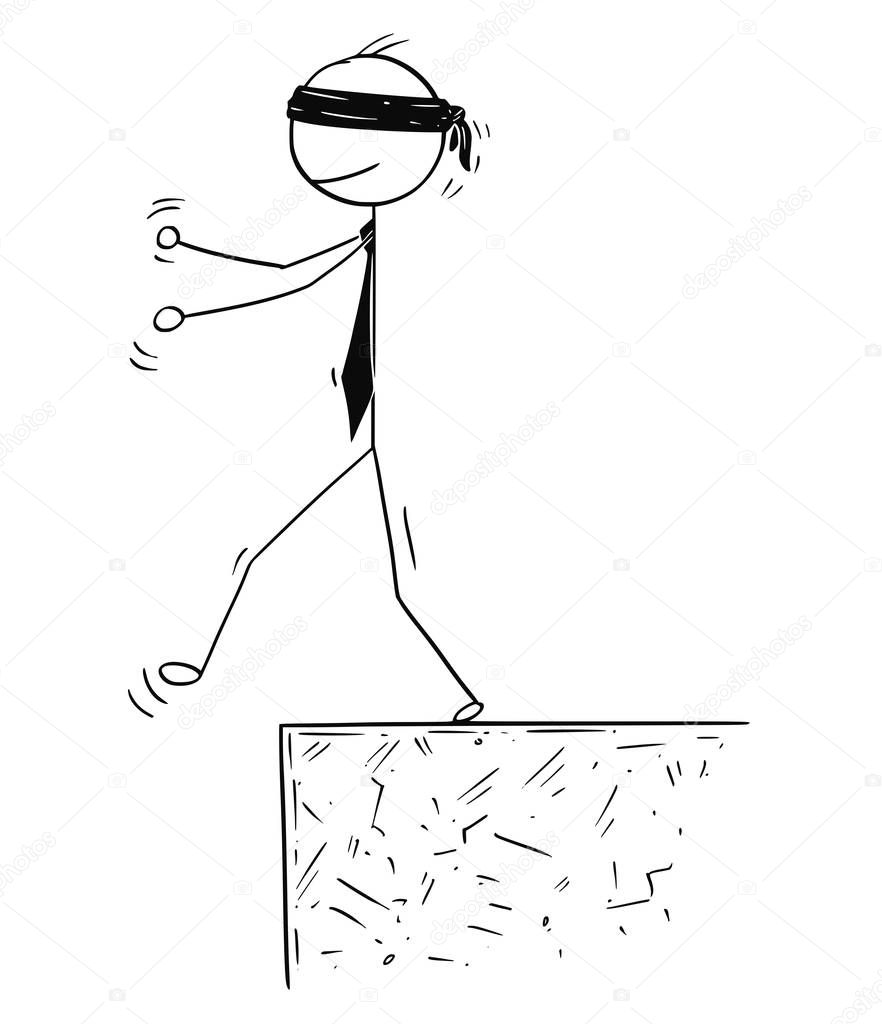 Conceptual Cartoon of Businessman Falling From the Cliff