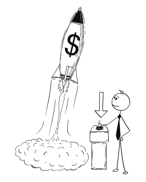 Konzeptionelle Karikatur der Gründung einer Business-Rakete — Stockvektor