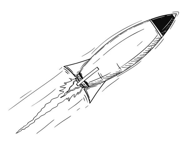 Карикатура на летающую ракету — стоковый вектор