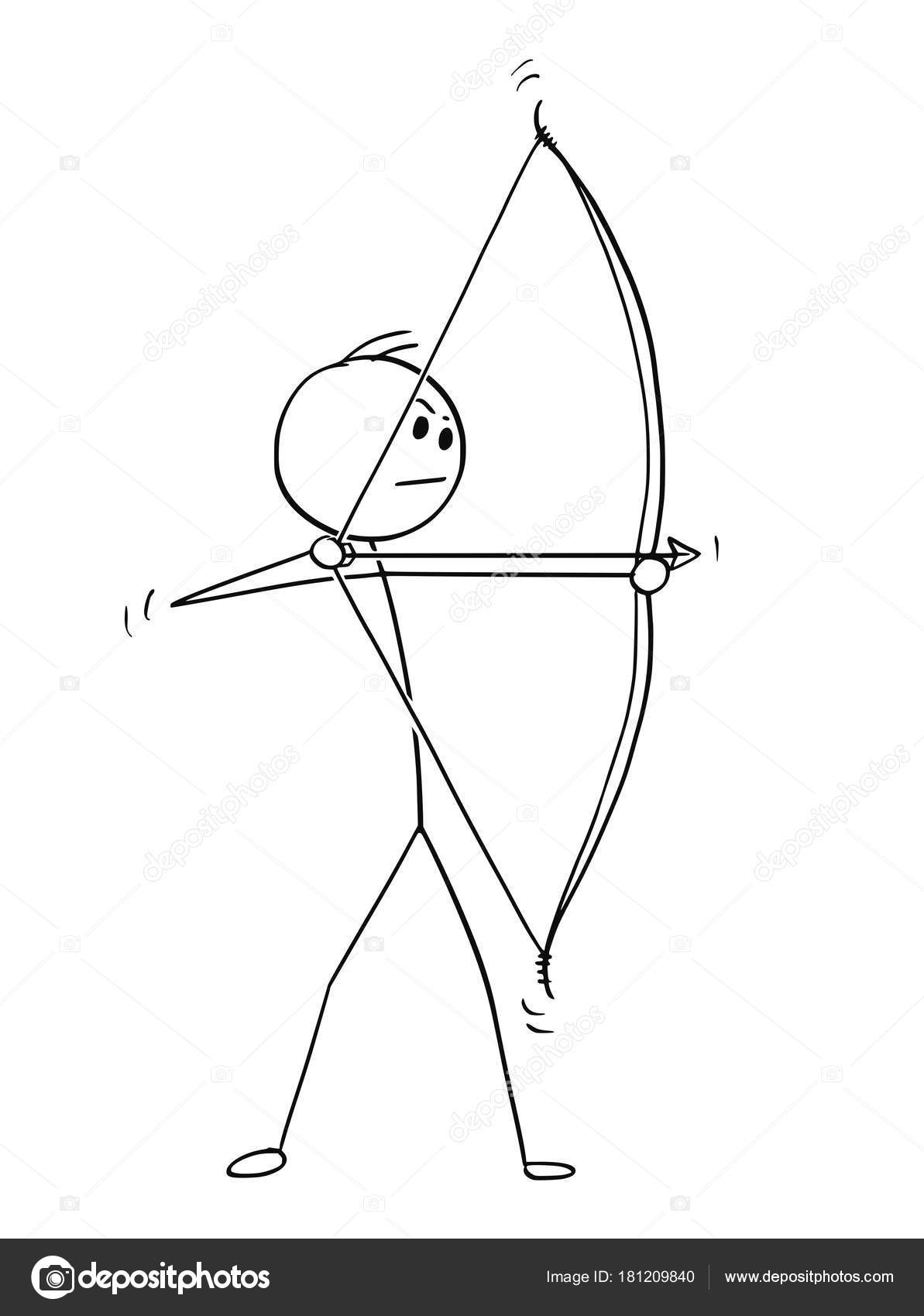 Cartoon bow and arrow Cartoon of Archer with Bow and Arrow — Stock