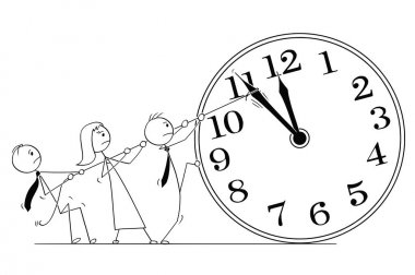 İş takım çalışması ve son tarih kavramsal karikatür