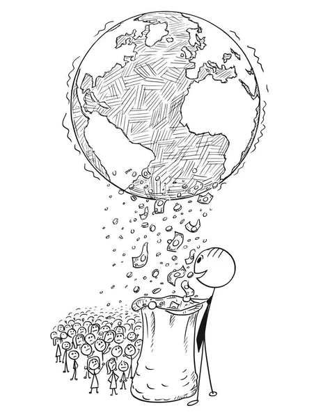 Dibujos animados conceptuales de la distribución mundial de la riqueza entre ricos y pobres — Archivo Imágenes Vectoriales