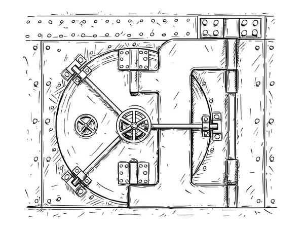 Desenho do vetor dos desenhos animados da porta fechada do cofre —  Vetores de Stock