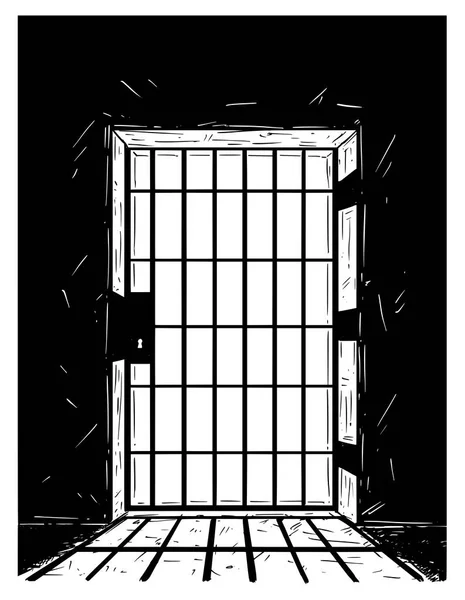 Dessin vectoriel de bande dessinée de l'ombre de coulée de porte de prison — Image vectorielle