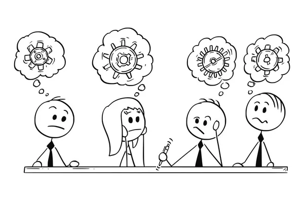 Cartoon of Business Team Meeting e Brainstorming — Vettoriale Stock