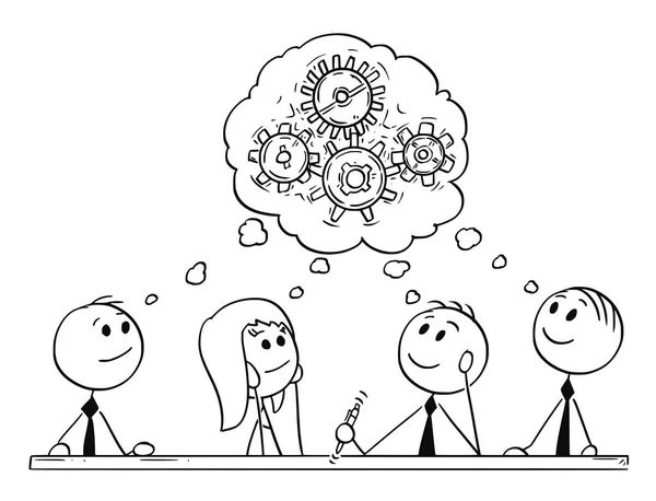 Karikatur der Besprechung von Geschäftsteams und Brainstorming — Stockvektor