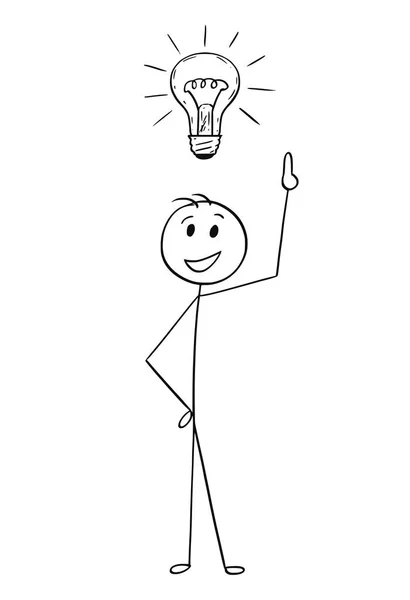 Cartoon of Businessman with Light Bulb Above Head — Stock Vector