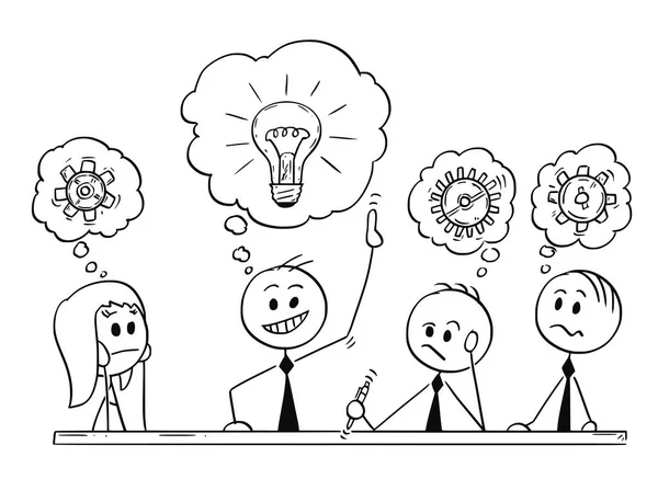 Cartoon of Business Team Meeting e Brainstorming — Vettoriale Stock