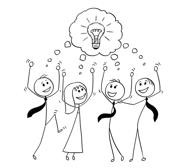 Cartoon of Business Team Celebrando o Brainstorming bem sucedido —  Vetores de Stock