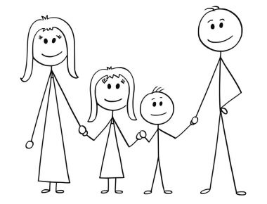 Karikatür mutlu aile