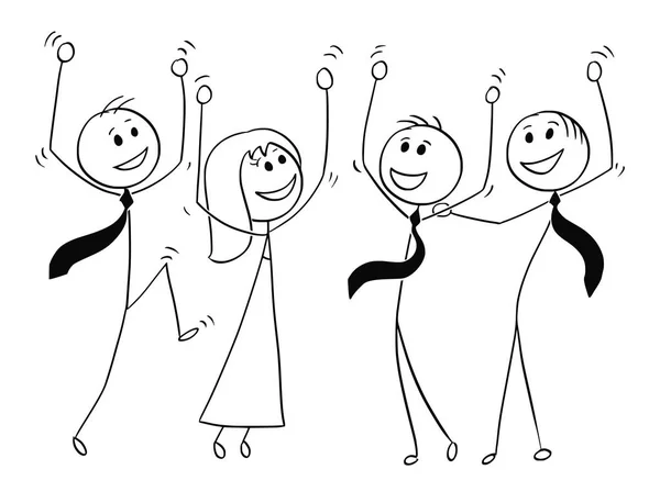Cartoon of Group of Business People Celebrating Succbress — стоковый вектор