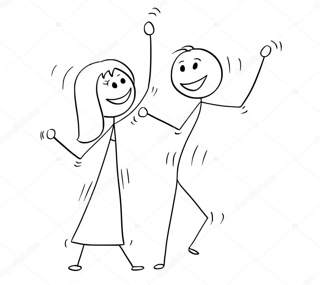 Cartoon of Disco Dancing Couple