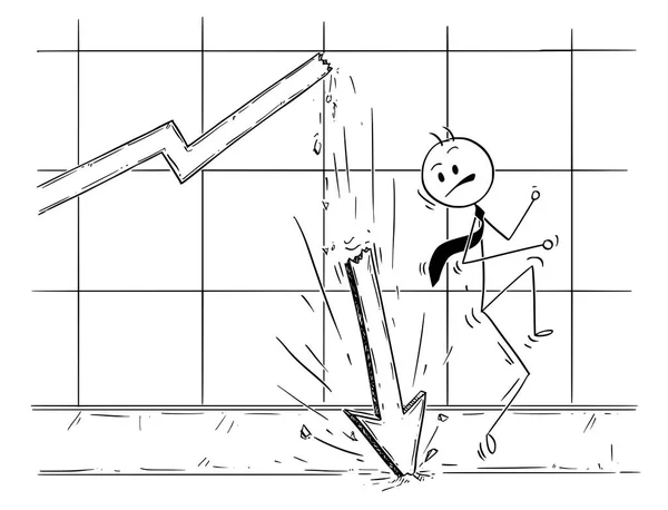 Dibujos animados del gráfico de ganancias Flecha de gráfico cayendo — Vector de stock