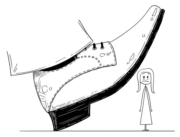 Cartoon velké nohy boty připravené na krok dolů podnikatelka — Stockový vektor