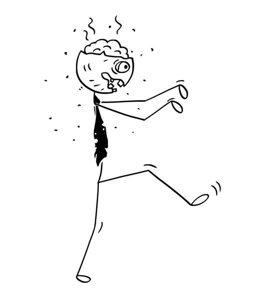 Caricature de Funny Zombie Walking Dead Homme d'affaires — Image vectorielle