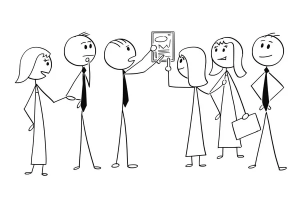 动漫企业团队合作寻找问题解决方案 — 图库矢量图片