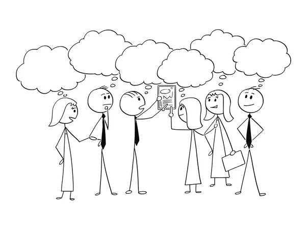 Caricatura del equipo de negocios trabajando juntos para encontrar una solución al problema — Vector de stock