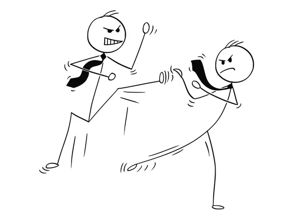 Caricature de deux hommes d'affaires Kung Fu ou combat de karaté — Image vectorielle
