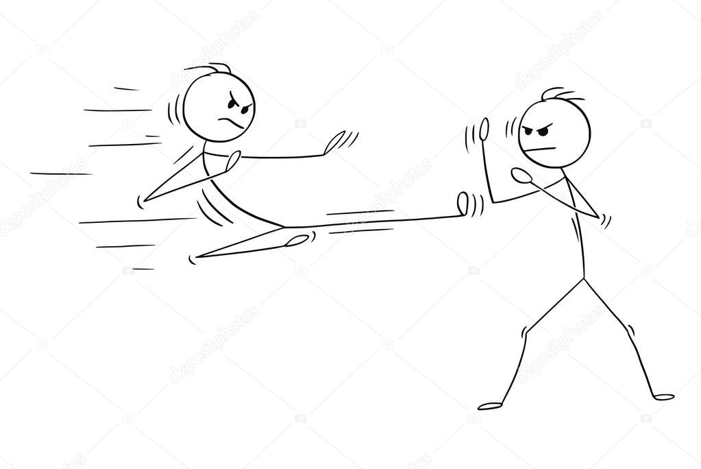Cartoon of Karate or Kung Fu Fight or Training