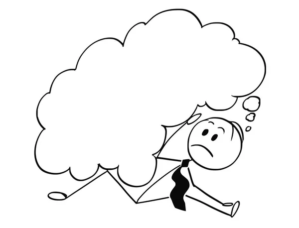 Desen animat cu un om de afaceri îngropat de o problemă la care se gândește — Vector de stoc