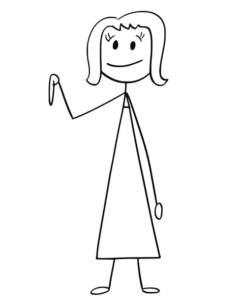 Γελοιογραφία της επιχειρηματίας ή μια γυναίκα που δείχνει προς τα κάτω — Διανυσματικό Αρχείο