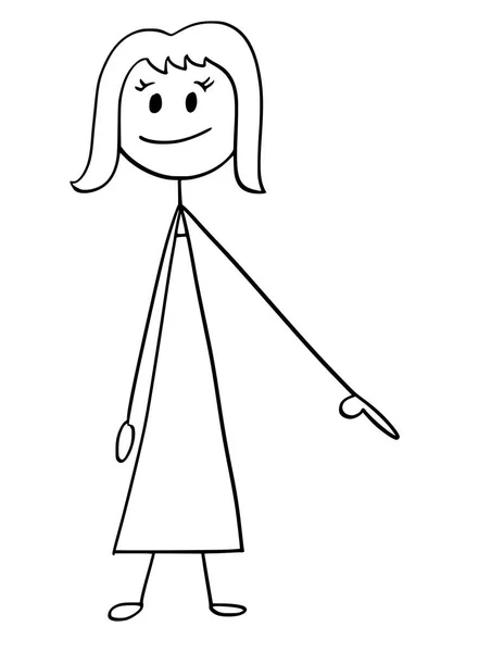 Мультфильм о предпринимательнице или женщине, указывающей влево и вправо — стоковый вектор