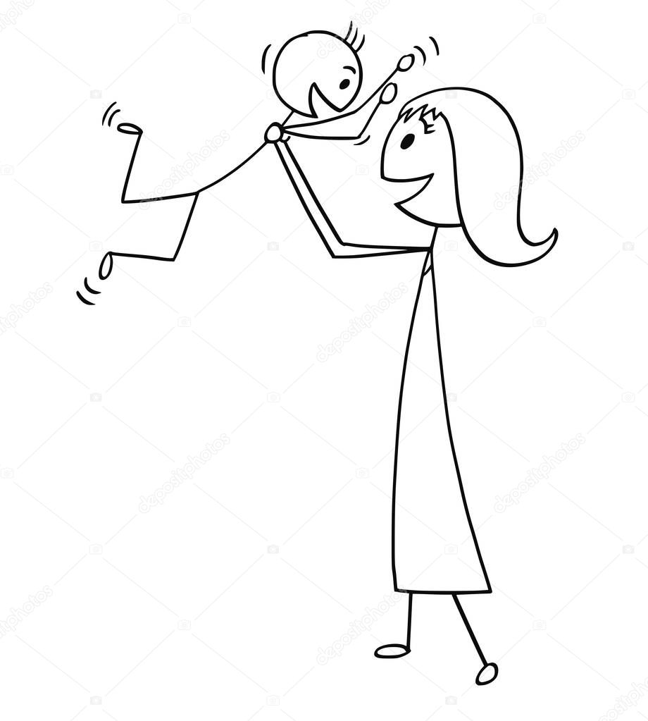 Dibujos de madre e hijo jugando juntos — Archivo Imágenes Vectoriales