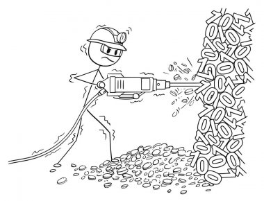 Adam incelemesi Cryptocurrency pnömatik matkap tarafından karikatür