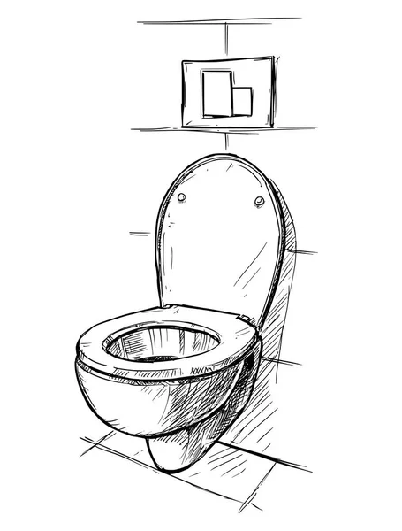 Vector Hand Drawing of Toilet Bowl in Bathroom — Stock Vector