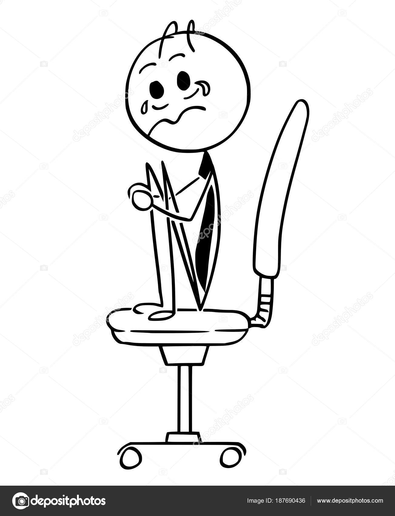 Fumetto di pianto seduta uomo d affari scosso sulla sedia da Fumetto di pianto seduta uomo d affari scosso sulla sedia da ufficio — Vettoriale Stock