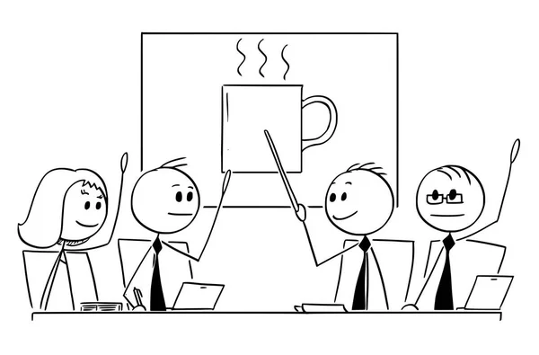 Caricature de l'équipe d'affaires ou réunion des gens votant pour la pause-café — Image vectorielle