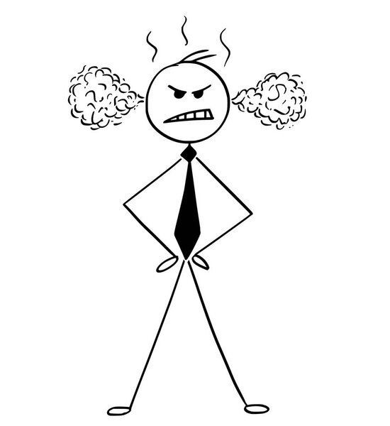 Cartoon of Angry Businessman or Manager